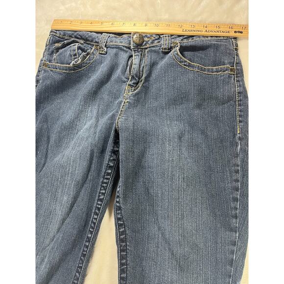 LL Cool J Womens Size 13 Blue Jeans Cross Embroidered Pockets Bootcut Stretch - Picture 9 of 9